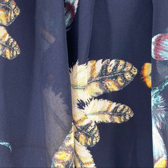 d.n.a Couture Women's Floral Spaghetti Strap Pleated Top- M - Picture 3 of 6